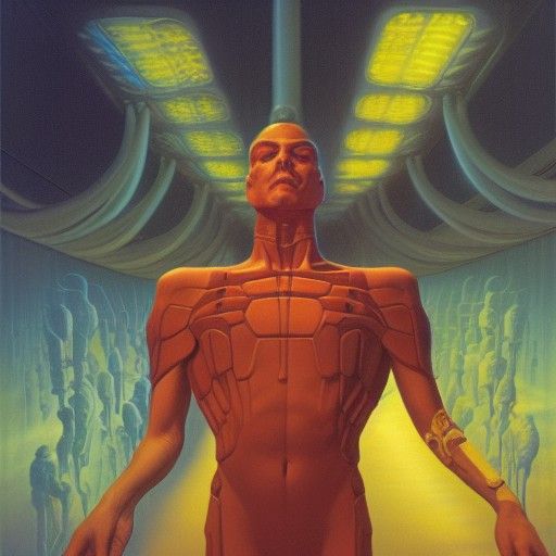 Psychedelic Molecular Man Portrait in Oil Paint Style