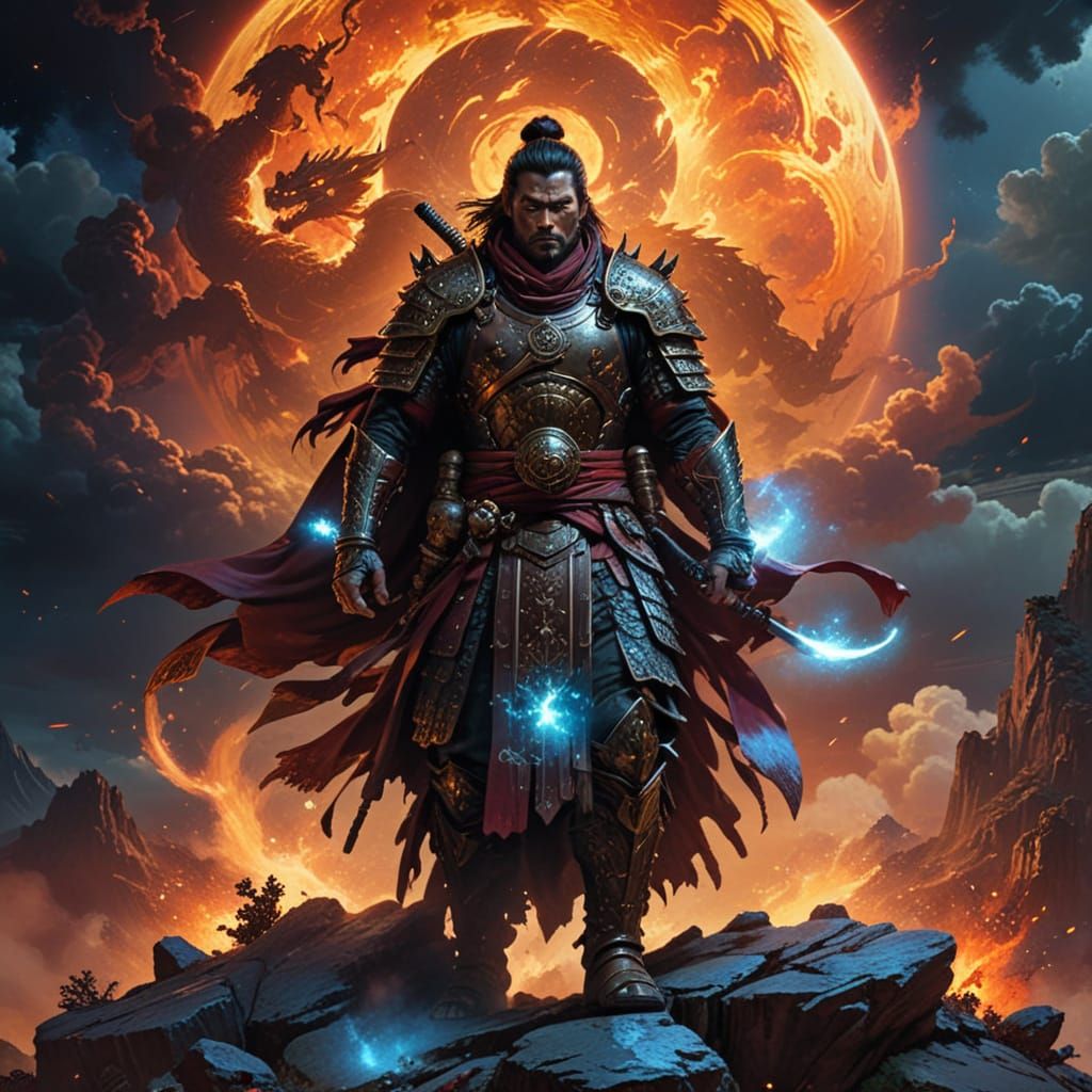 Samurai Warrior Portrait in Heroic Fantasy Style