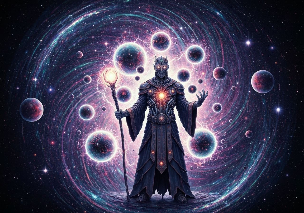 Astral Cyborg Wizard in Cosmic Energy Spheres