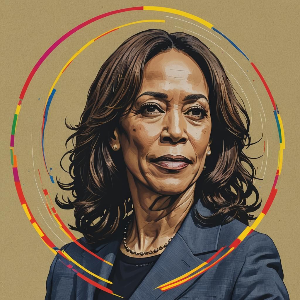 Kamala Harris Pop Art Album Cover in Bauhaus Style