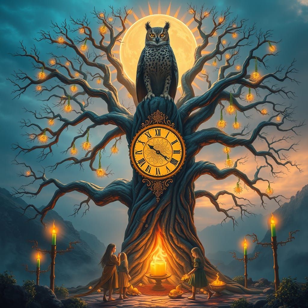 Mystical Shepherd of Time and the Owl Leopard King