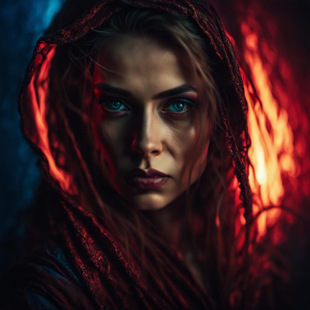 Realistic Portrait of Woman in Cyberpunk Style