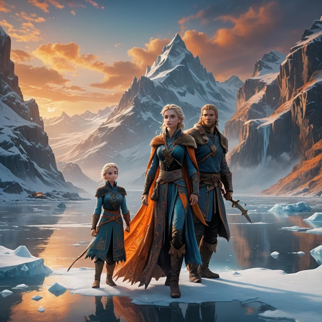 Elsa and Viking Prince in Icy Fjord