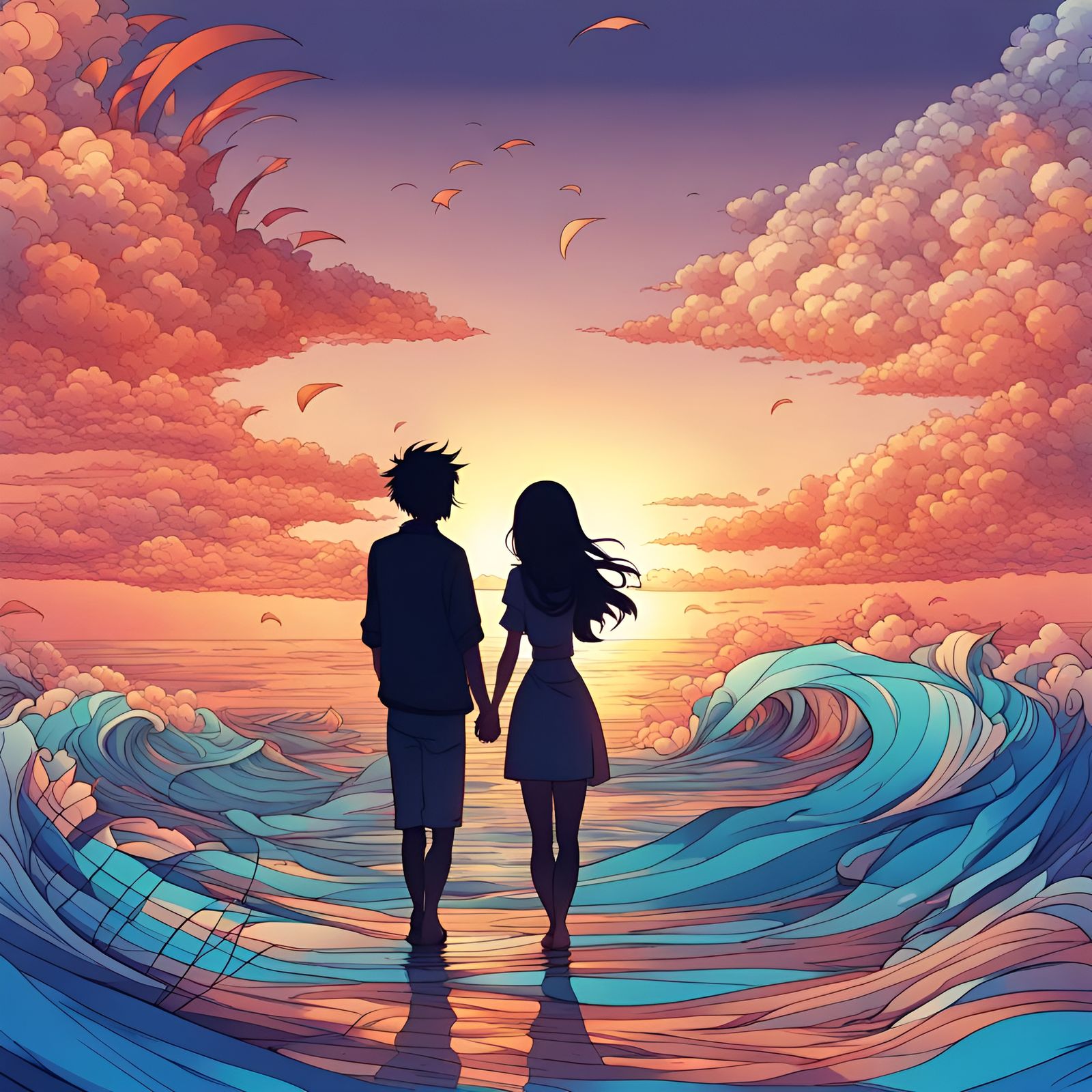 Tender Sunset Moment in Vibrant Love