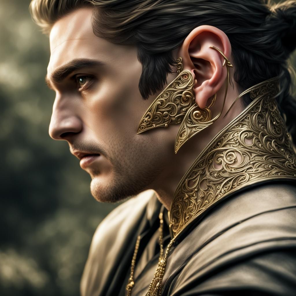 Lord of the Rings Elf with Gold Ear Cuff