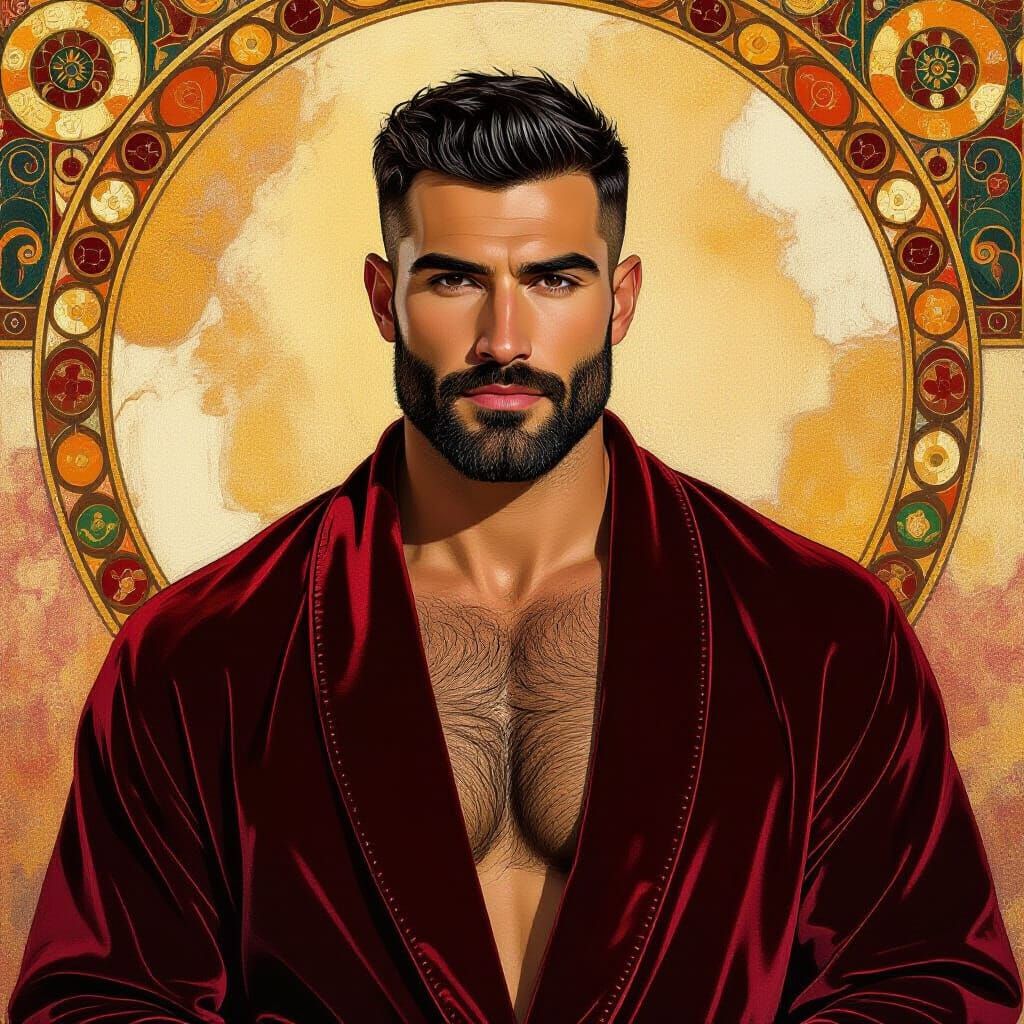 Man in Red Velvet Robe, Impressionist Portrait