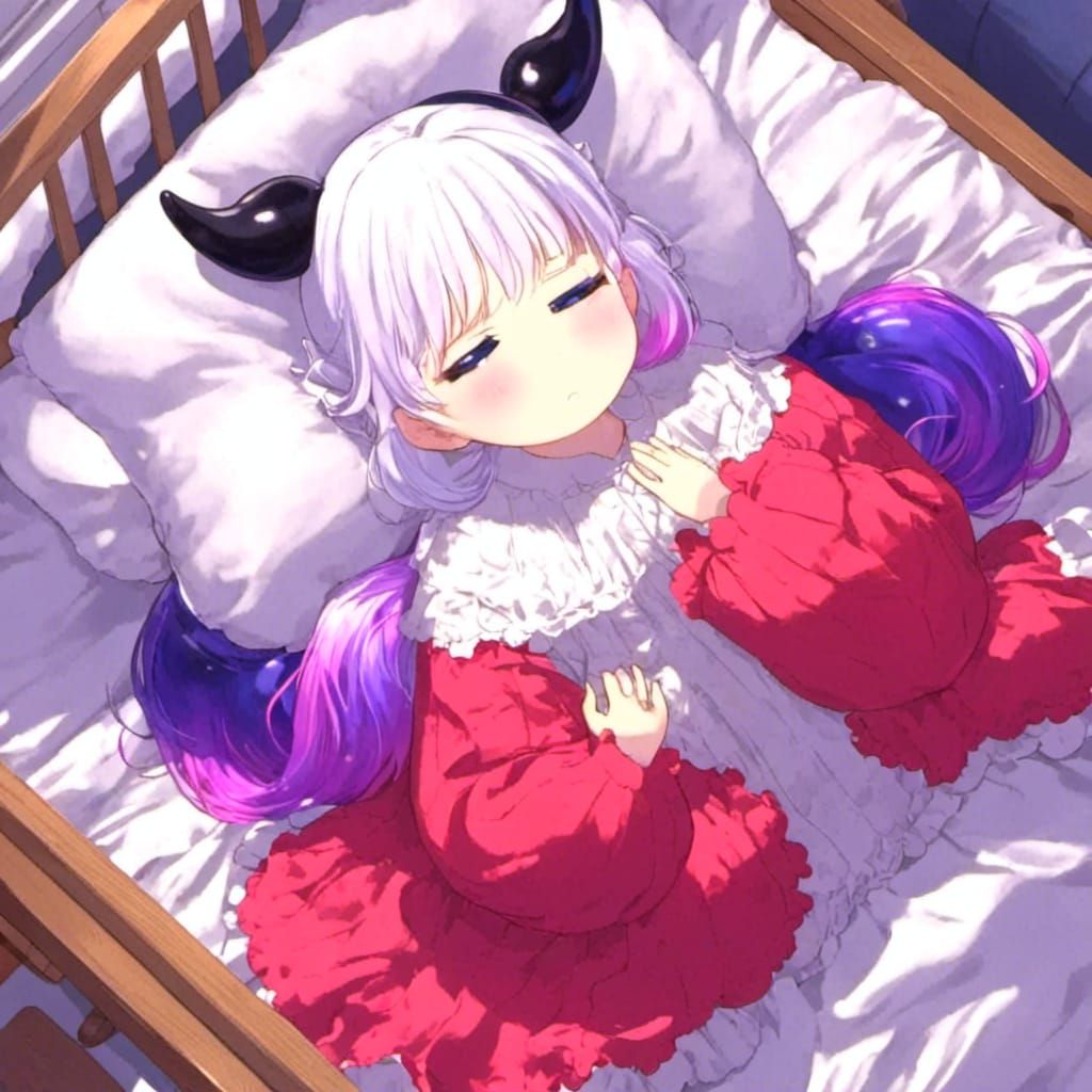 Anime Character Sleeping in Bed, Manga Style
