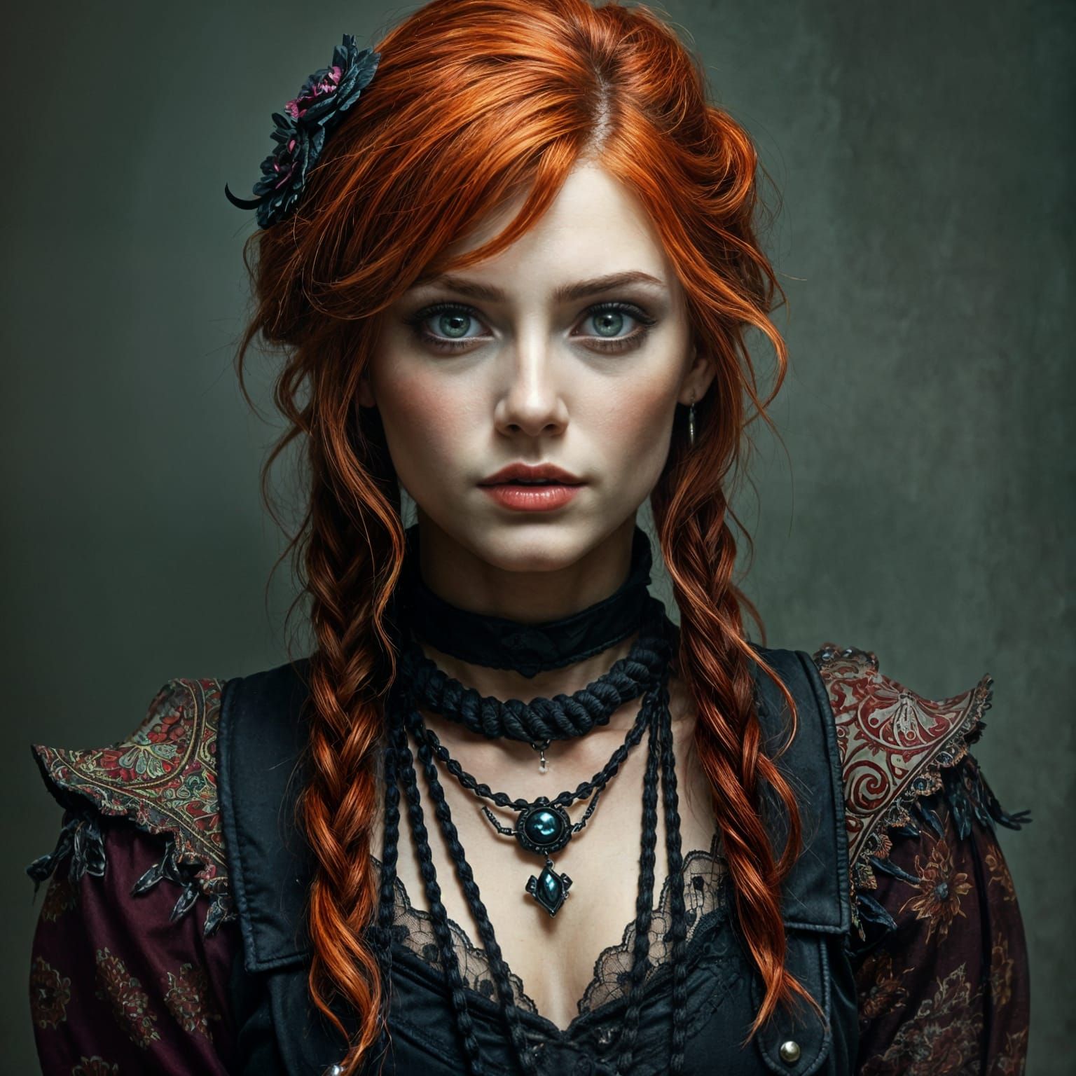 Bohemian Goth Woman: Detailed Matte Painting