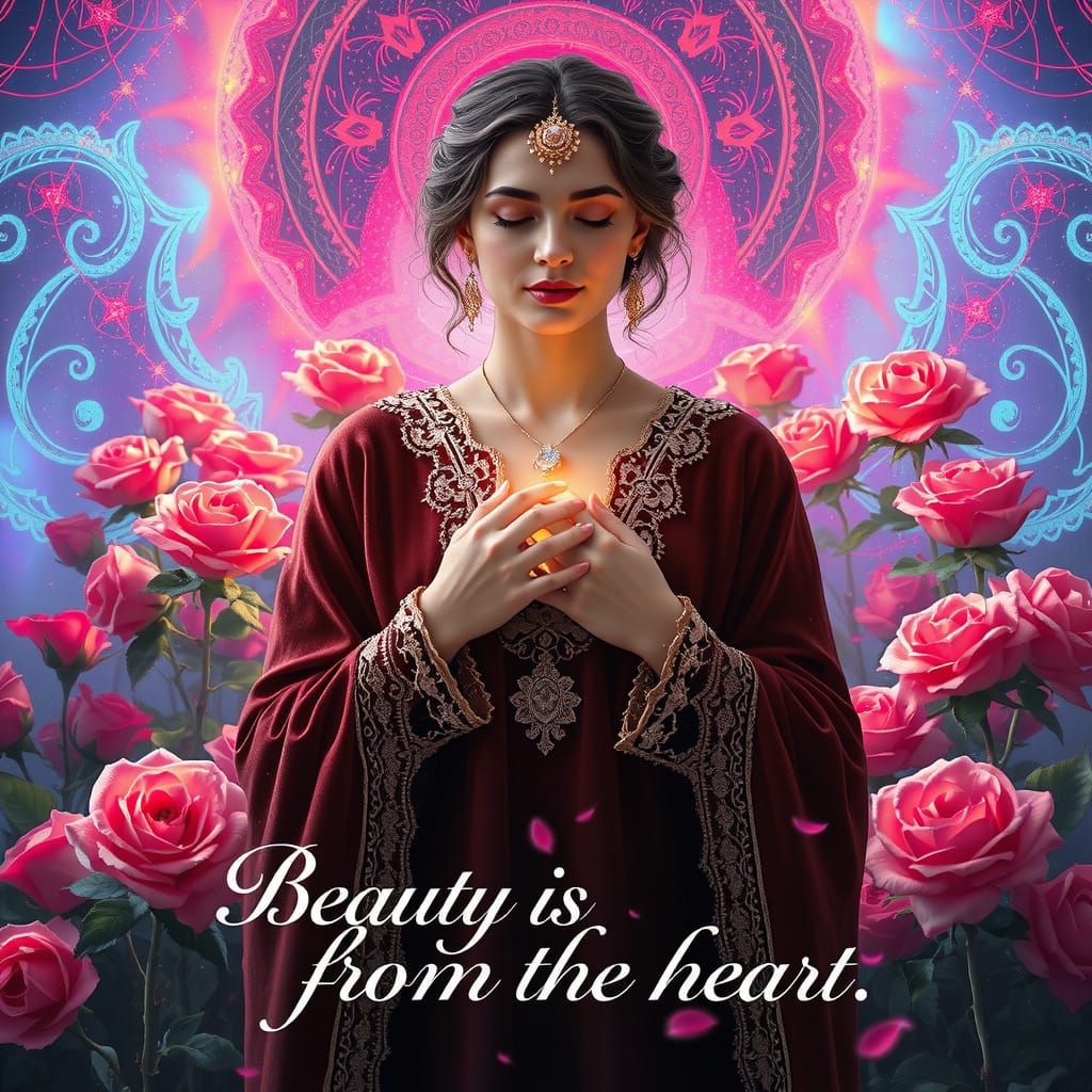 Woman in Rose Goddess Sanctuary, Embracing Inner Beauty in B...