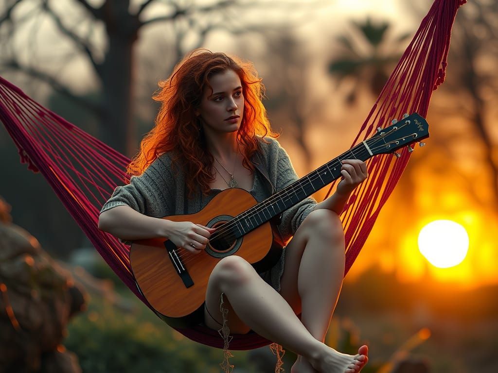Celtic Woman Plays Guitar at Sunset