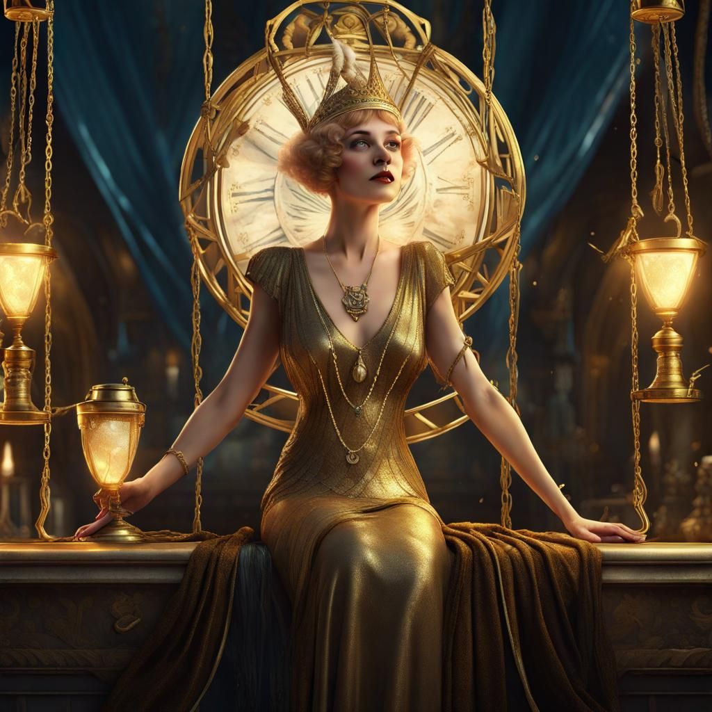 Queen of Cups Tarot in Art Deco Style