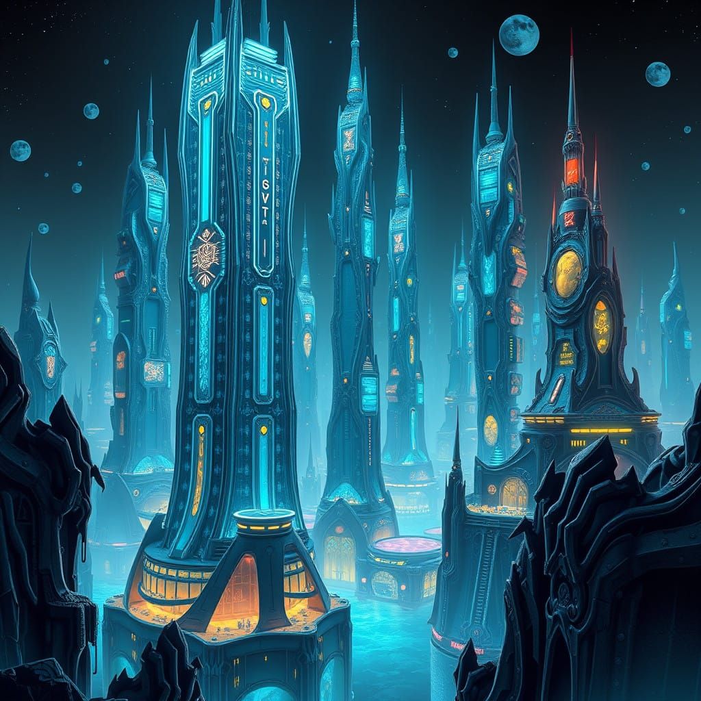 Lost Atlantis: A Futuristic Underwater Metropolis in Neon Bl...