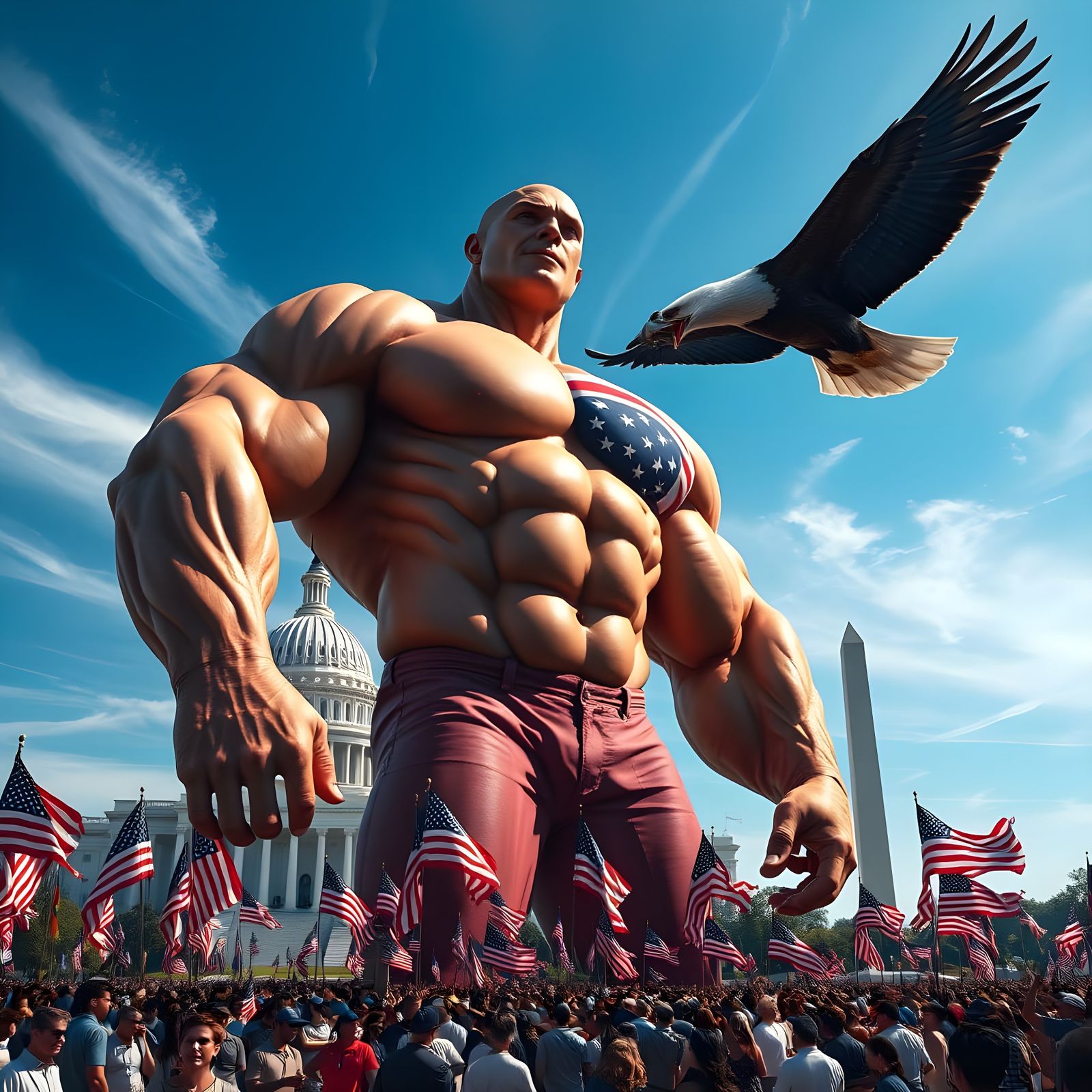 Giant American Bodybuilder Defies the Sky in Washington, D.C...