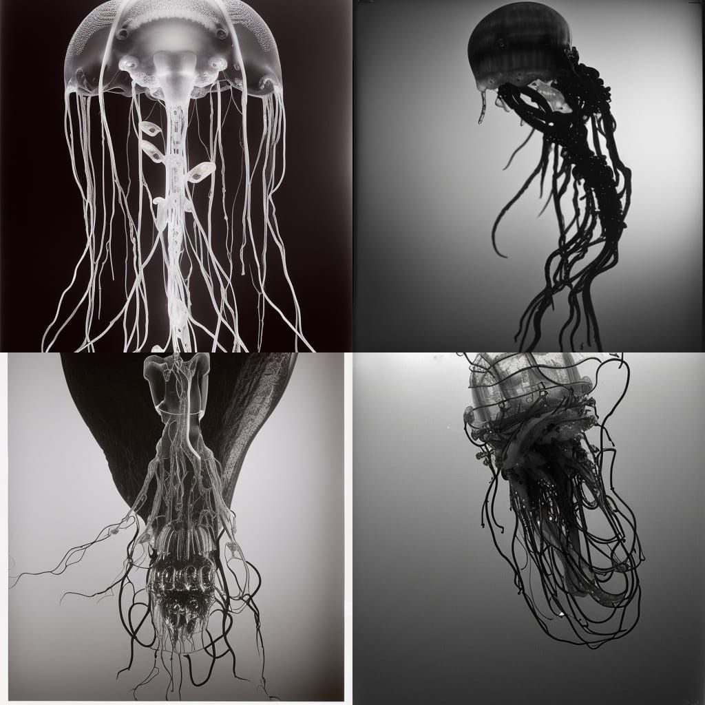 Bioluminescent Cyborg-Jellyfish in Hyperrealism Style