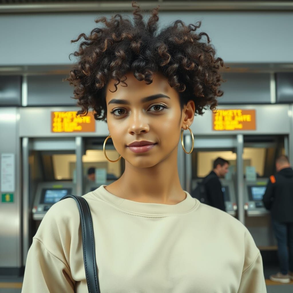 Woman in Subway: Hyperrealistic Portrait