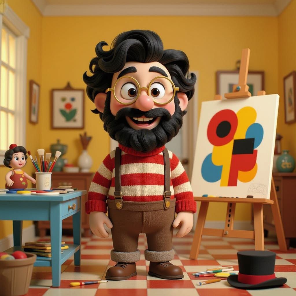 Pixar 3D Character in Art Deco Studio