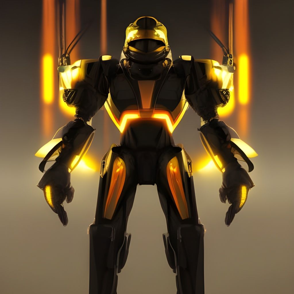 Glamorous Gold and Black Anime Robot Knight