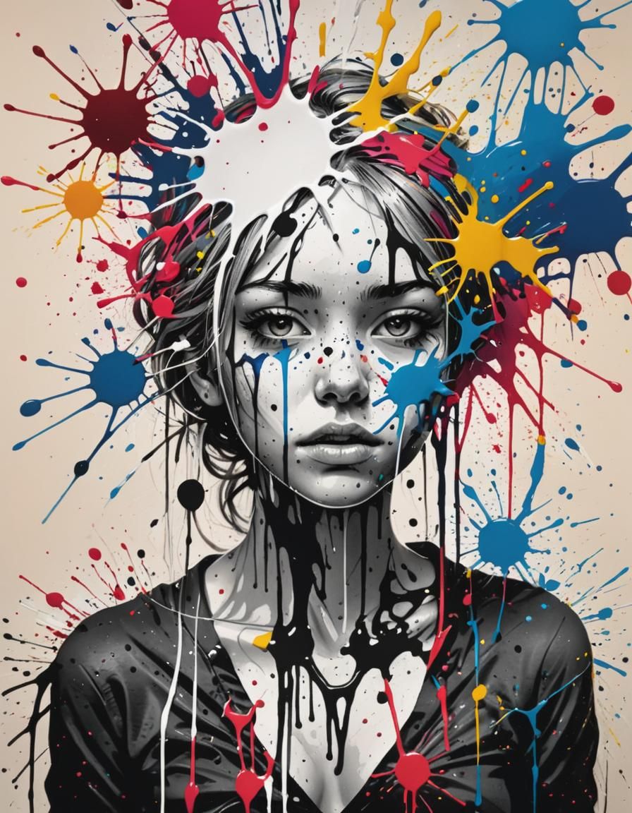 Dynamic Ink Splatter Abstract Art