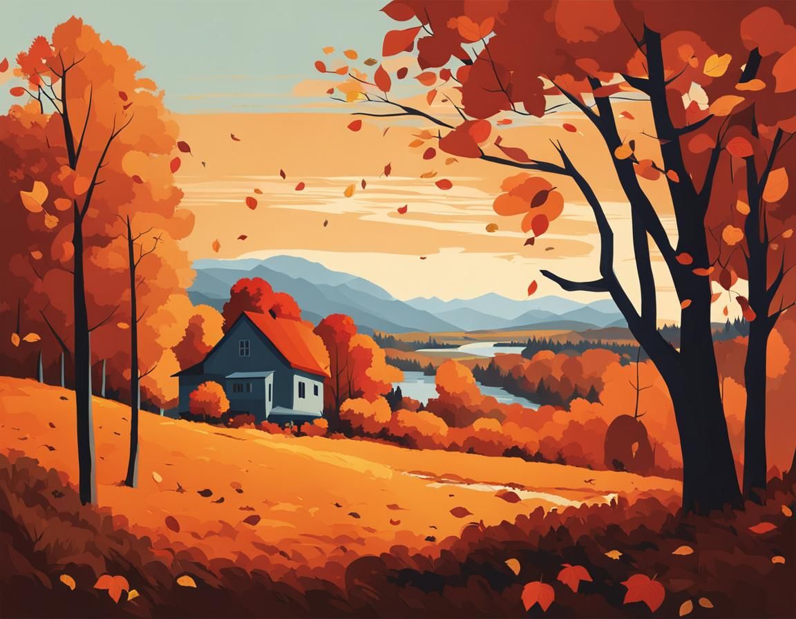 Autumn Landscape in Atmospheric Realism Style