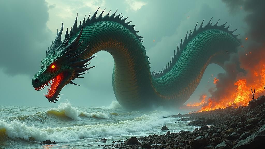 Cathach the Dragon Unleashes Fury on the Shore