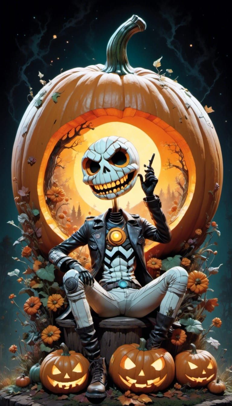 Cartoon Pumpkin Ready to Kick