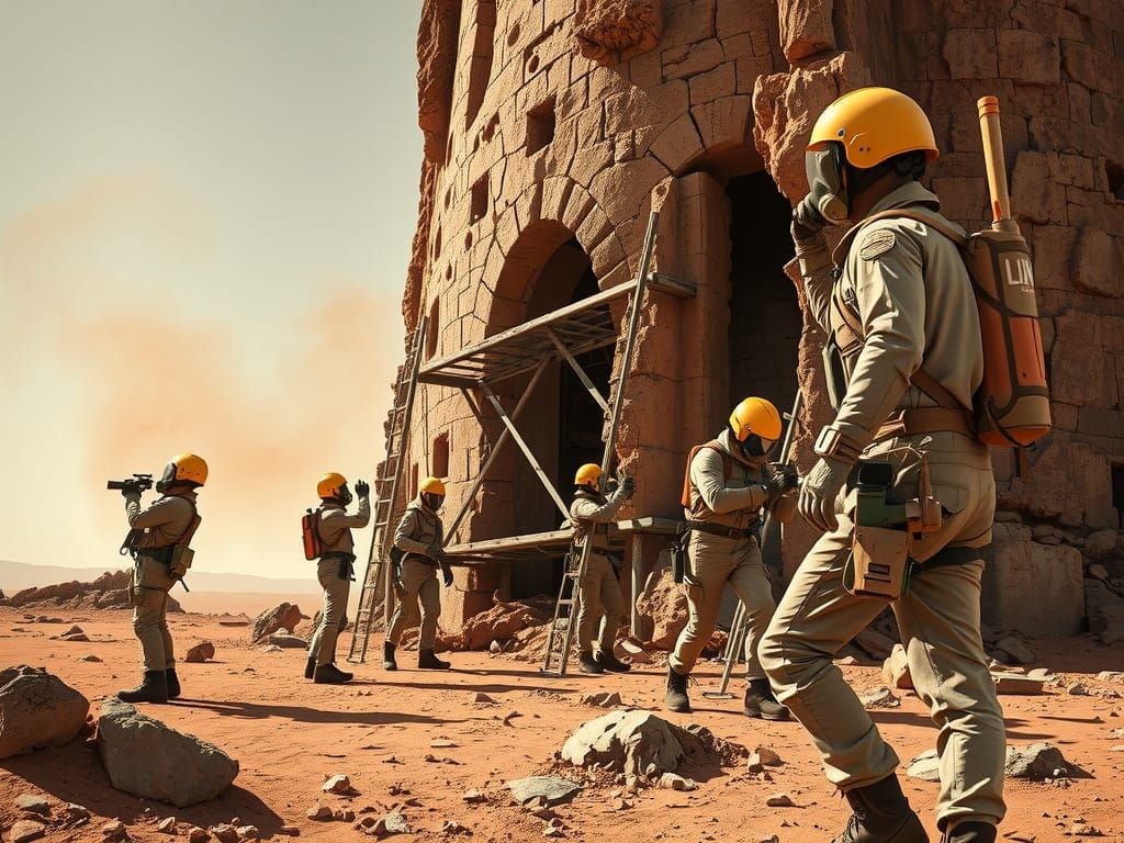 Ancient Martian Ruins Restoration in Photorealistic Style