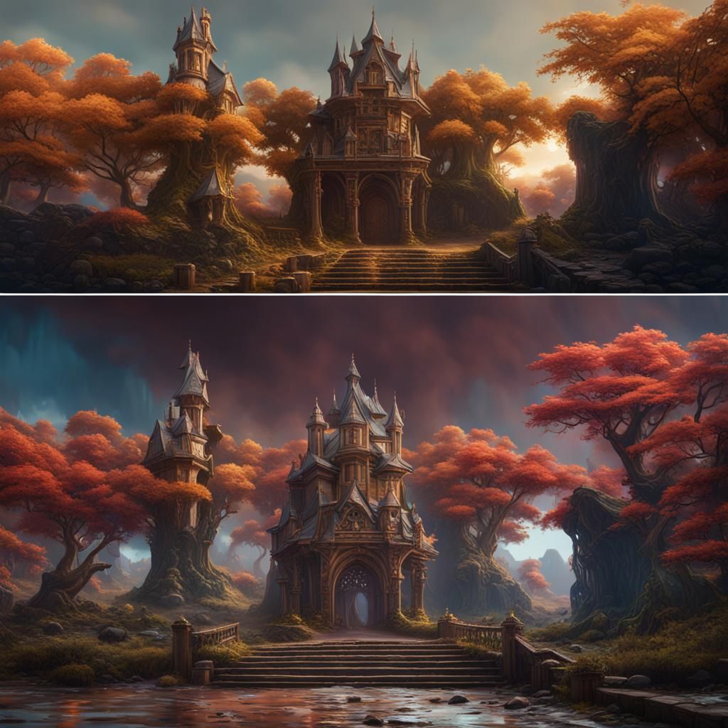 Castle Ruins Before and After: Matte Painting
