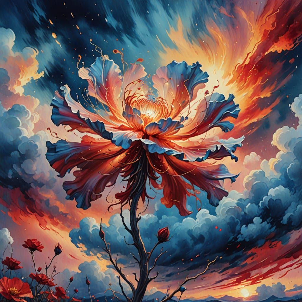 Platinum Wisp in Surreal Impressionistic Sky