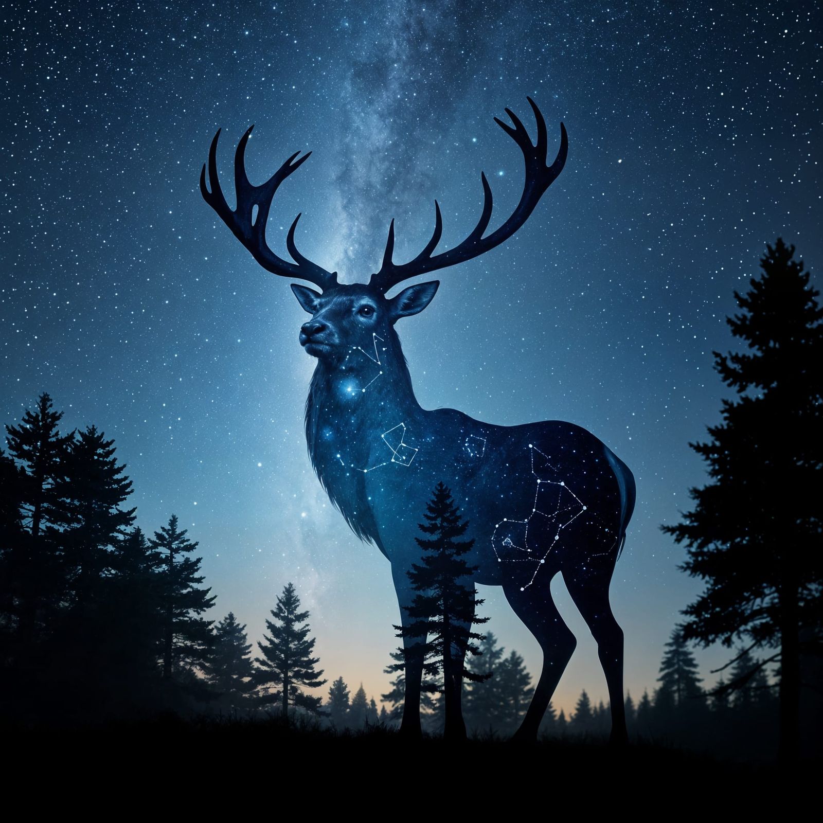 Majestic Stag Amidst Celestial Wonders