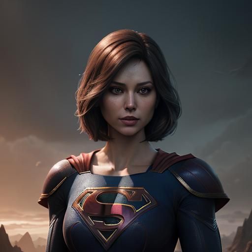 Supergirl with Bob Cut: Detailed Matte Painting