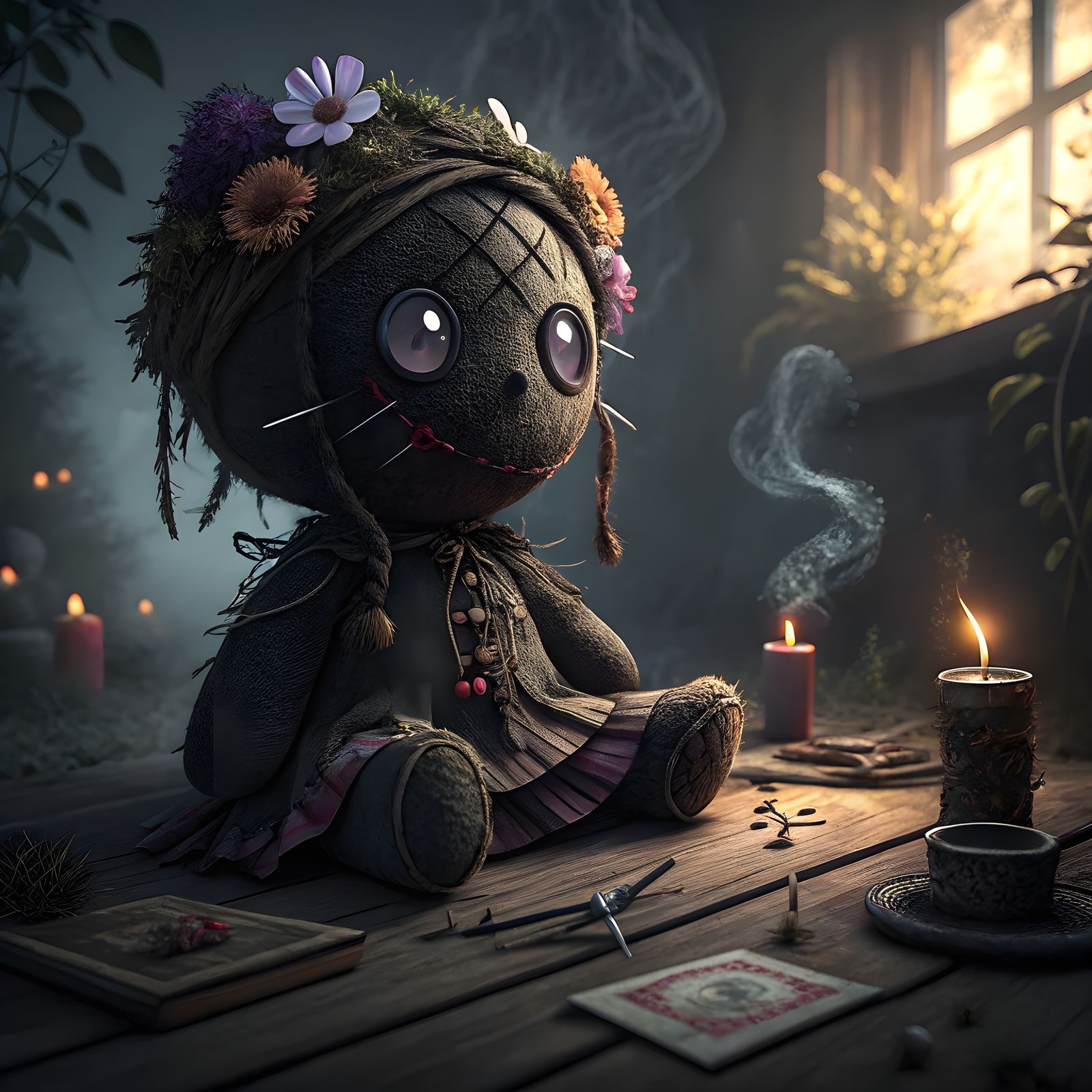 Eerie Voodoo Doll in Dark Gothic Style