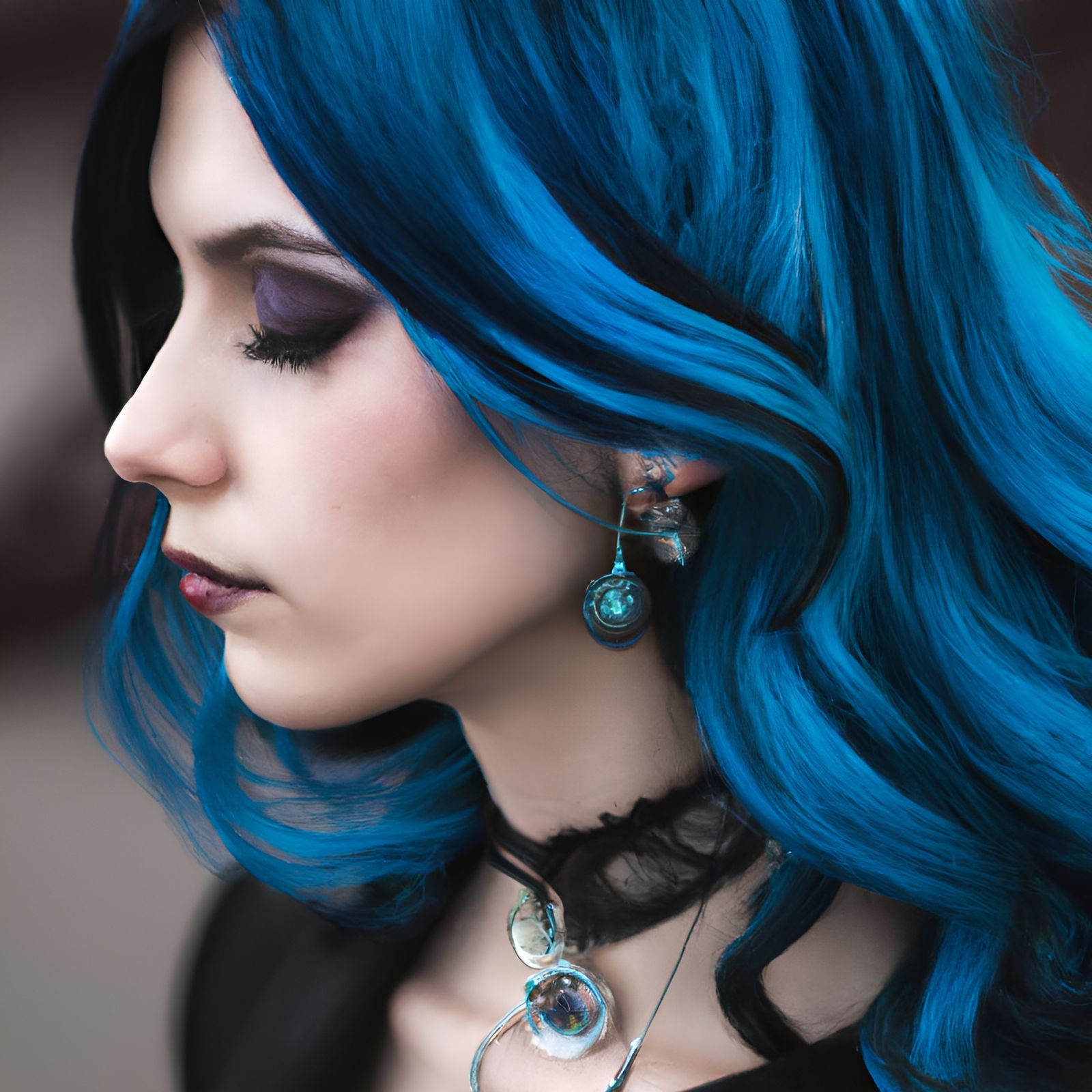 Enchanting Steampunk Girl Portrait with Blue Hair