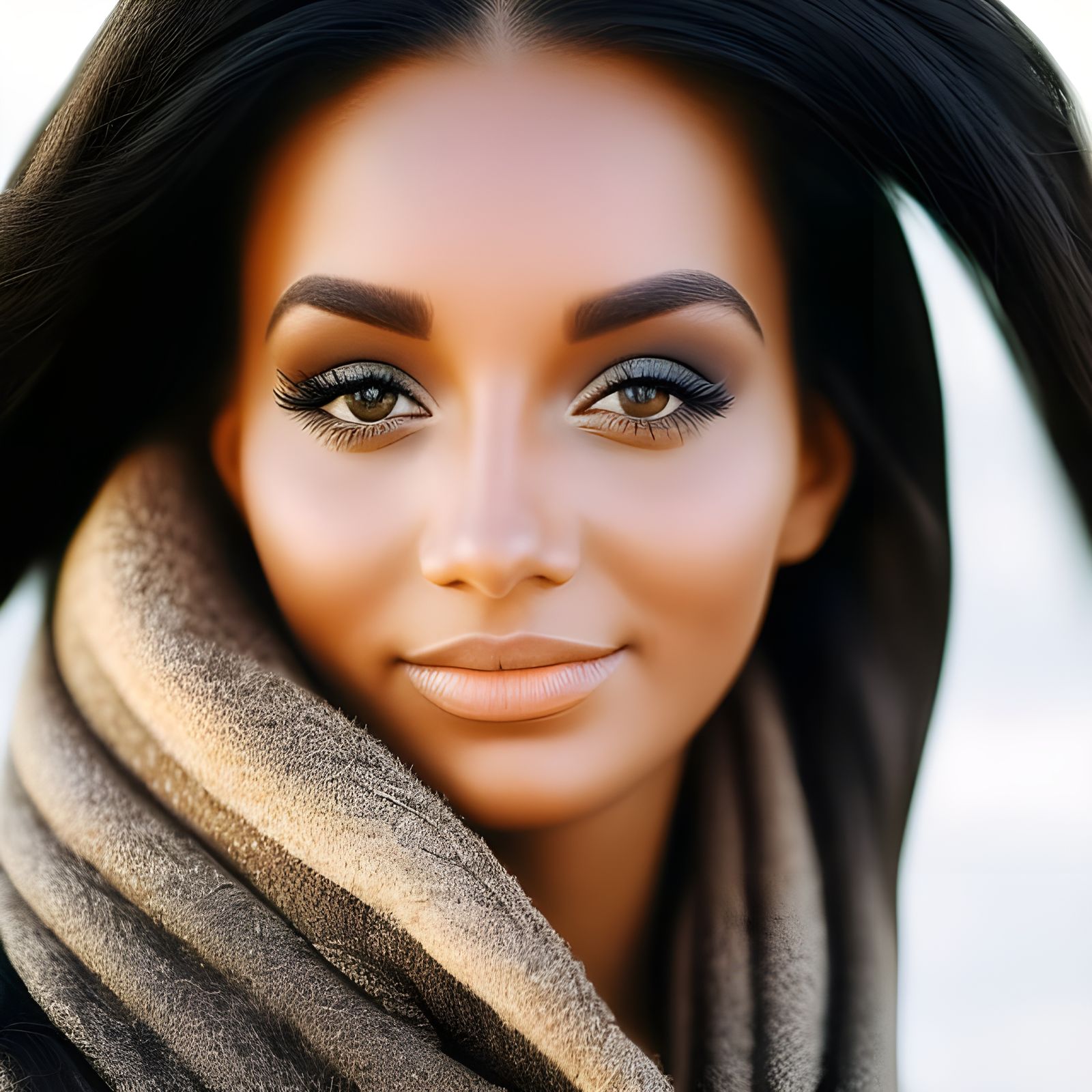 American Woman Smiling in Golden Hour: Hyperrealistic Portra...