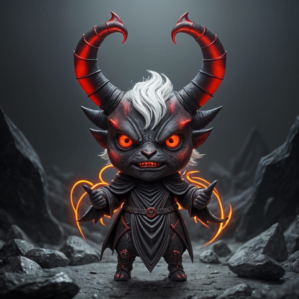 Surreal Chibi Devil Princess in Rock Cavern