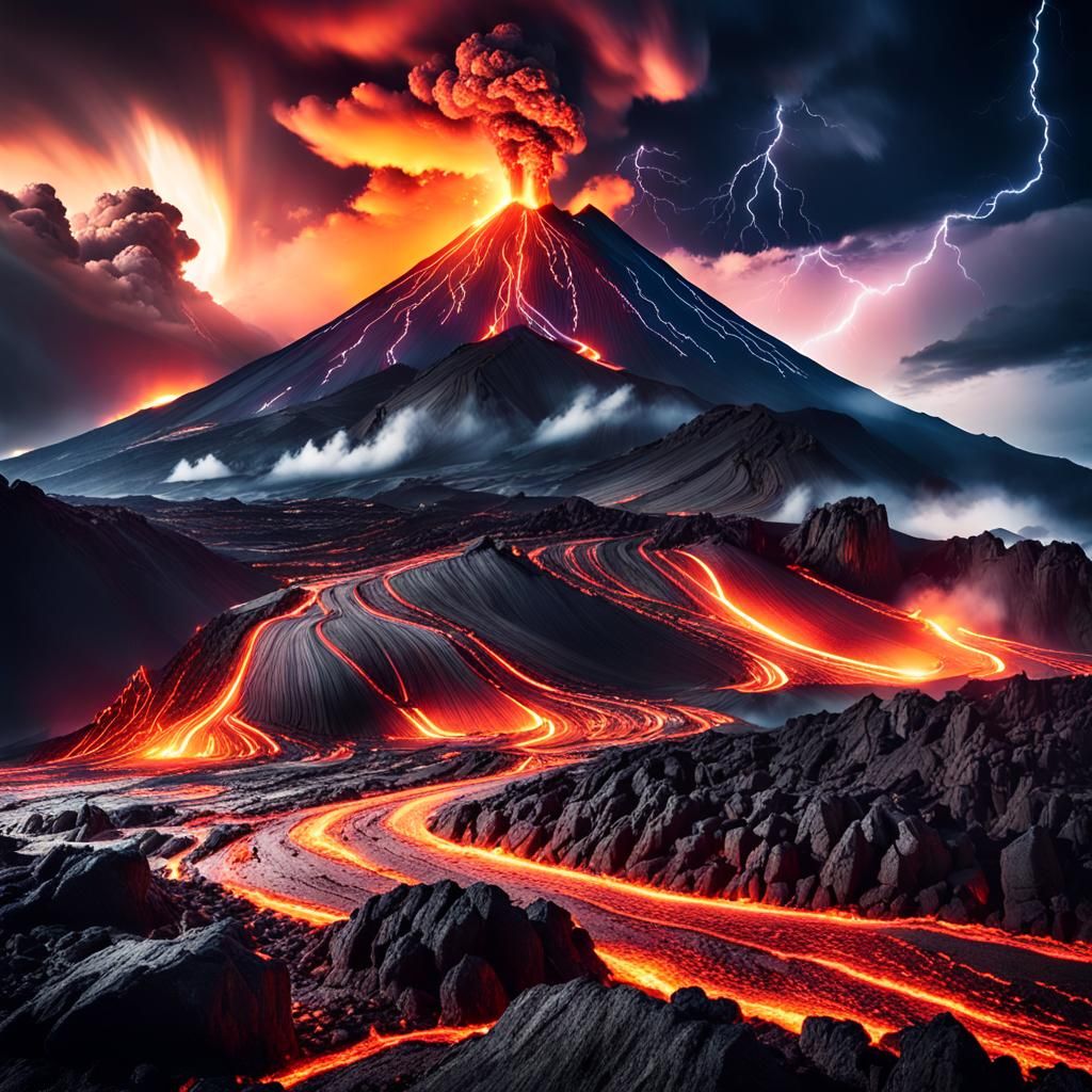 Volcano Eruption at Night: Dramatic Landscape Photography