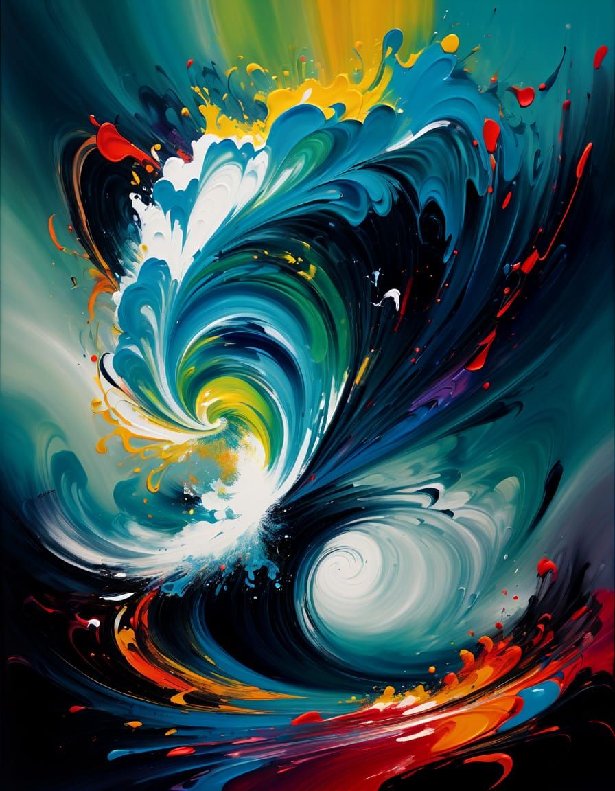 Swirling Vortex of Vibrant Colors in Abstract Expressionism
