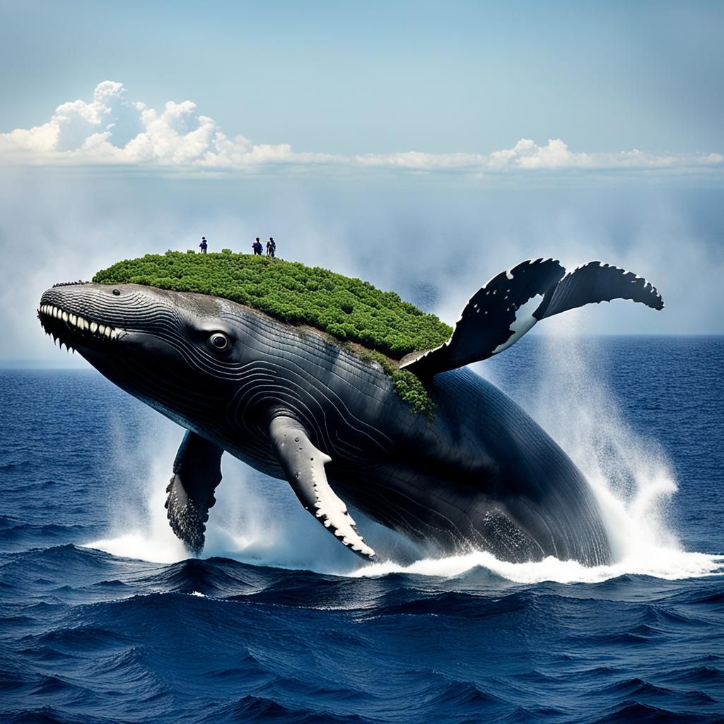 Mythical Island Whale in Indian Ocean: 3D Digital Art