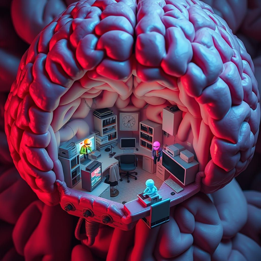 Office Cubicle in Brain: Biomechanical Surrealism