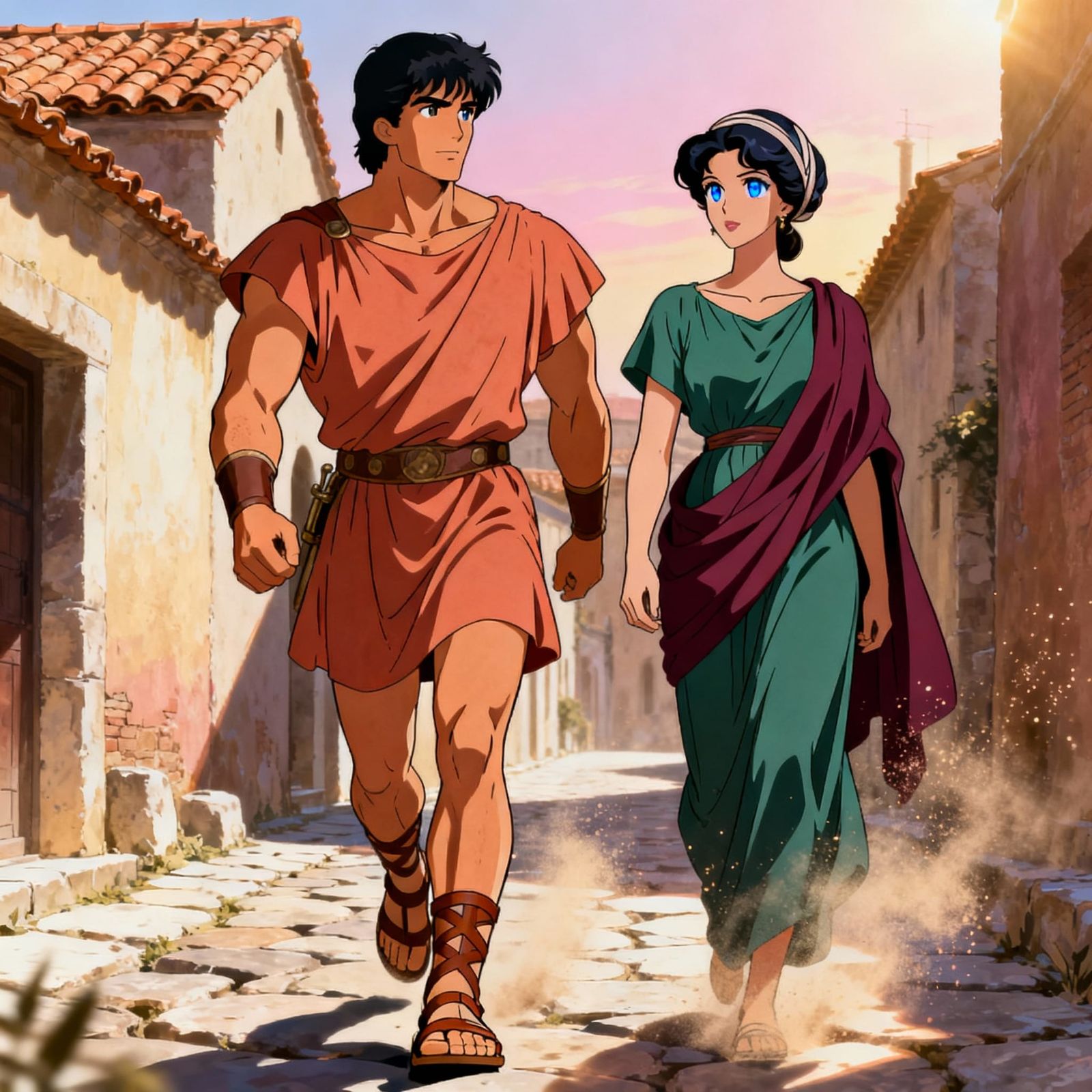 Roman Couple in Anime Style on Suburra Street