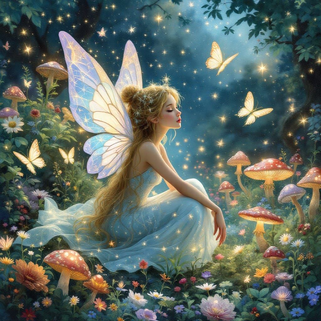 Starlight Fairy in Luminous Grove, Children's Illustration