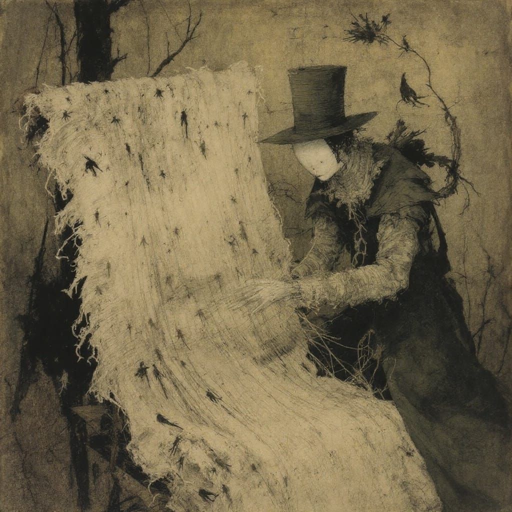 The Weaver in Whimsical Illustrative Style