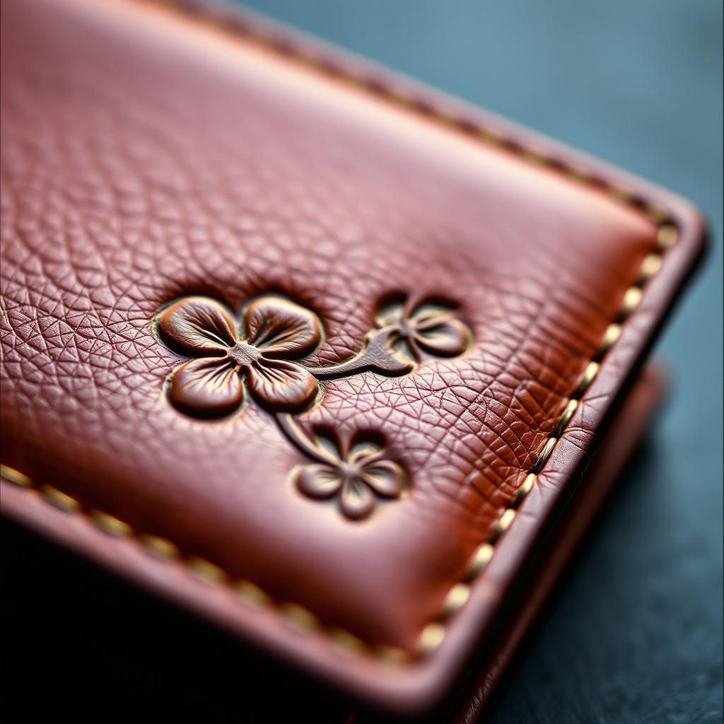Italian Leather Wallet with Cherry Blossom Emboss