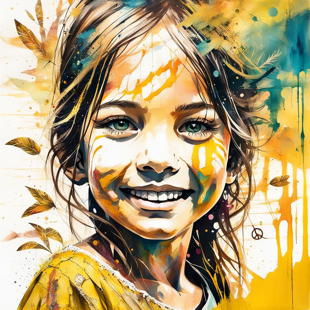 Joyful Girl in Surreal Sunrise Beach Scene