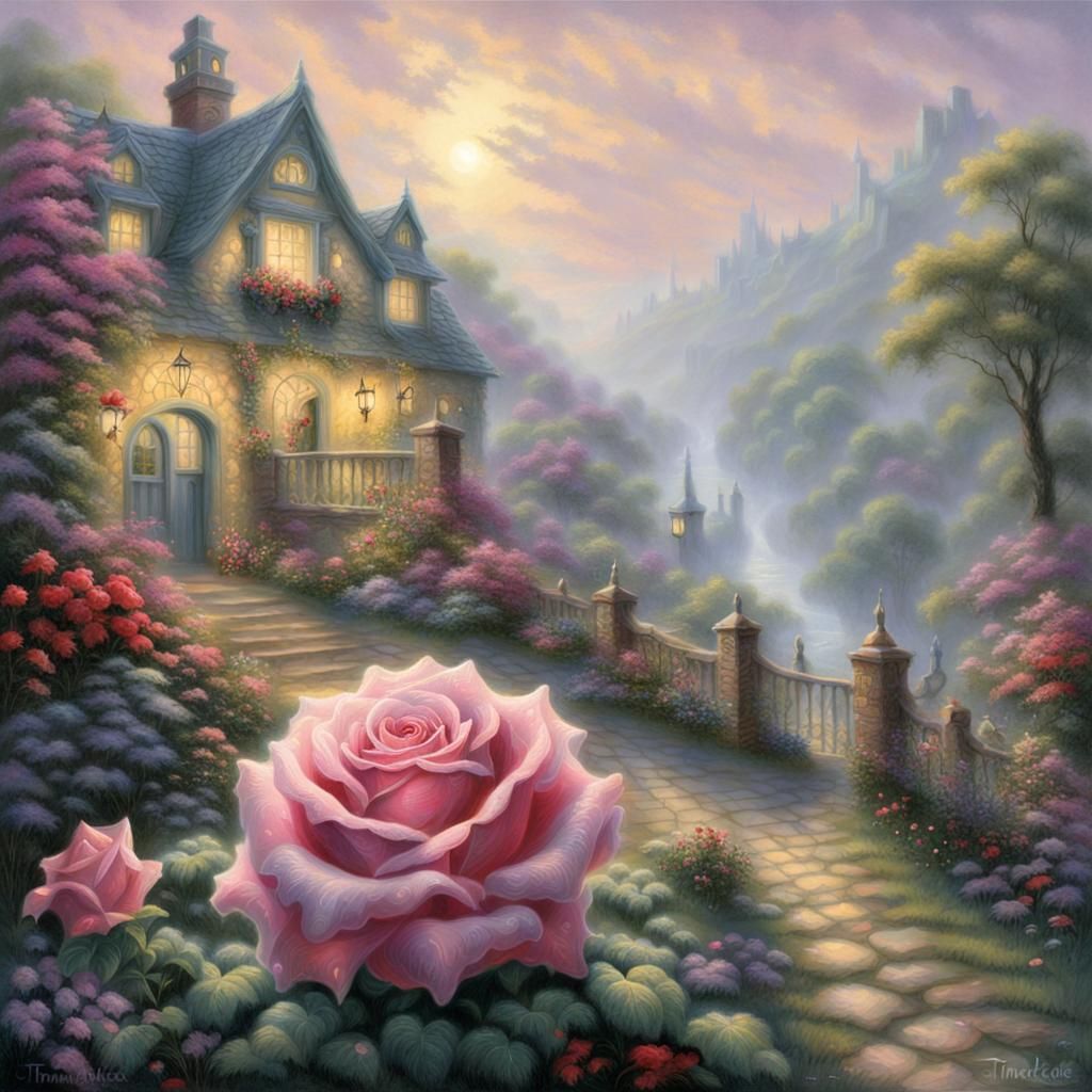 Ethereal Poison Rose in a Detailed Fantasy Landscape