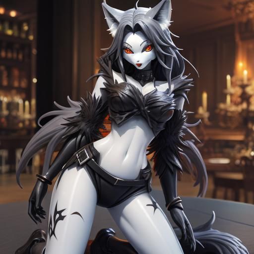 Furry Art Figure: Wolf Girl, a Mischievous Devil