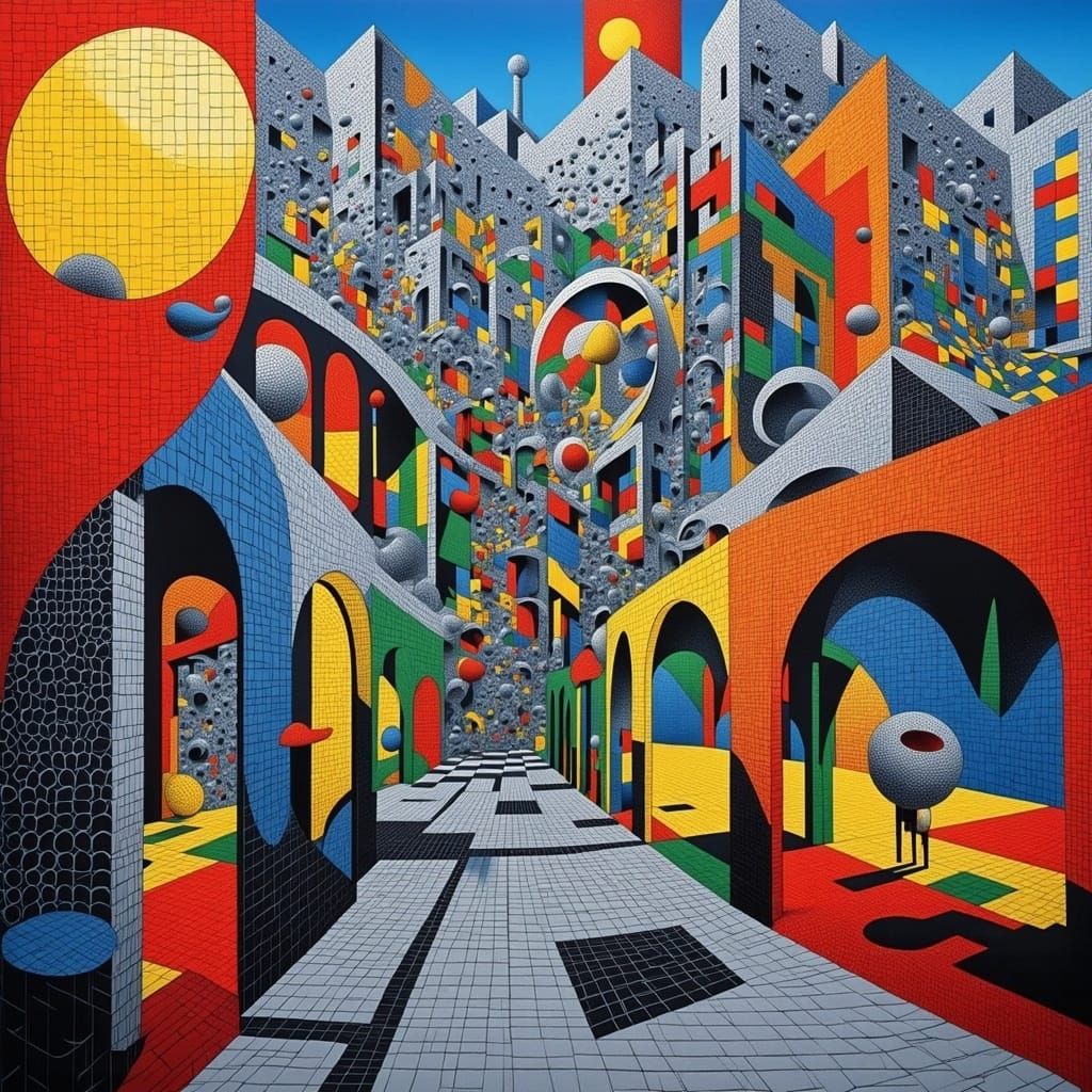 Cubist Kinetic Pointillism: Fragmented Forms in Vibrant Moti...