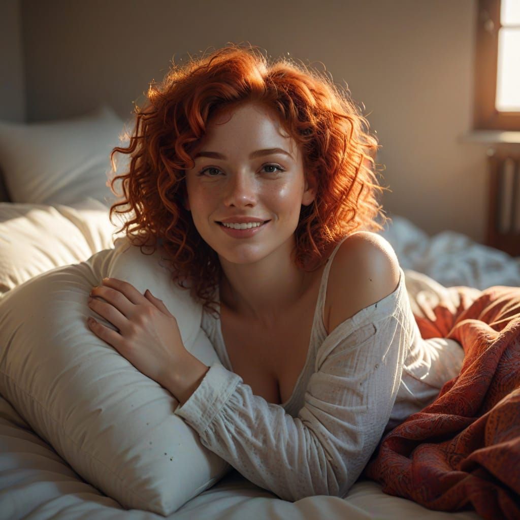 Young Woman Relaxing in Sunlit Loft, Sensual Concept Art