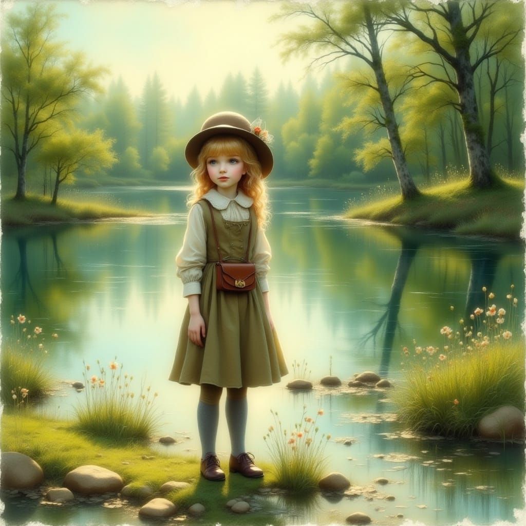 Gilbert Blythe by Lake in Romantic Style