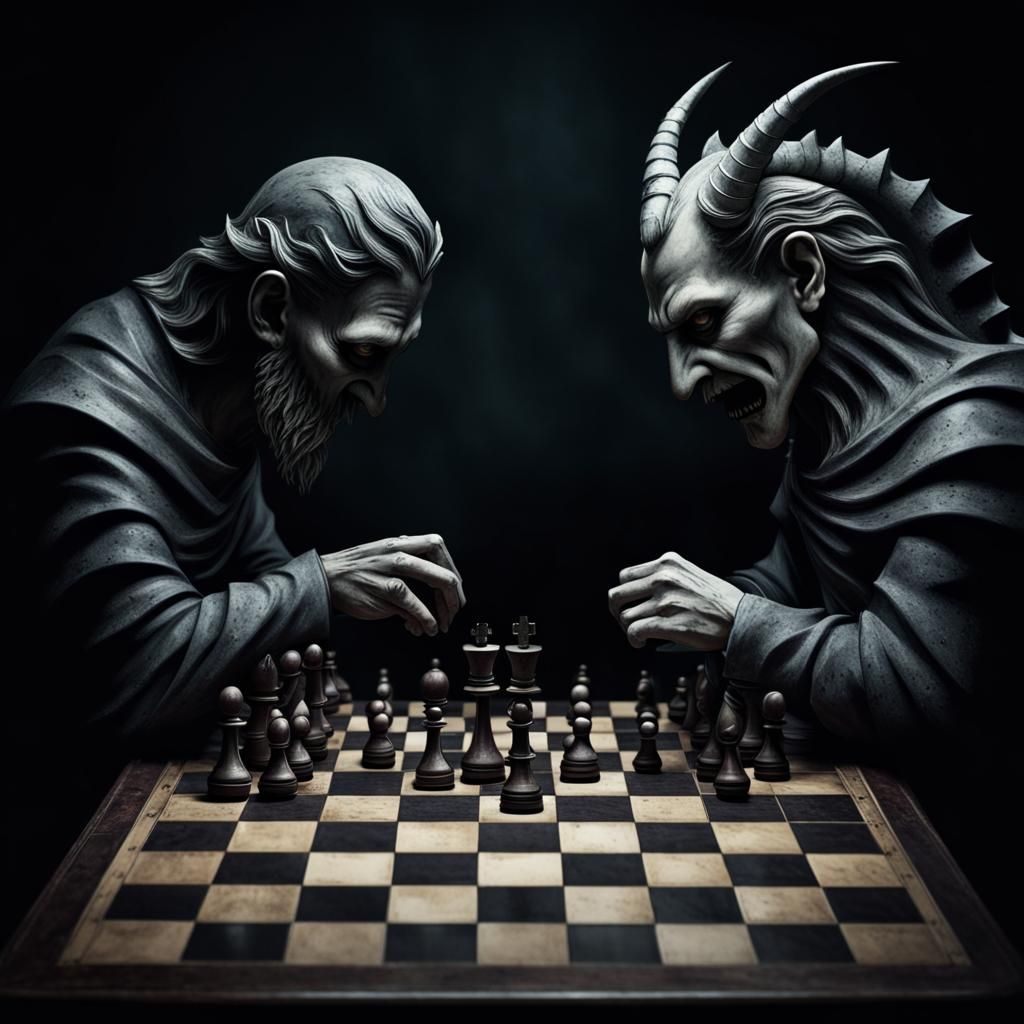 Chess Game: Good Versus Evil in Dark Horror
