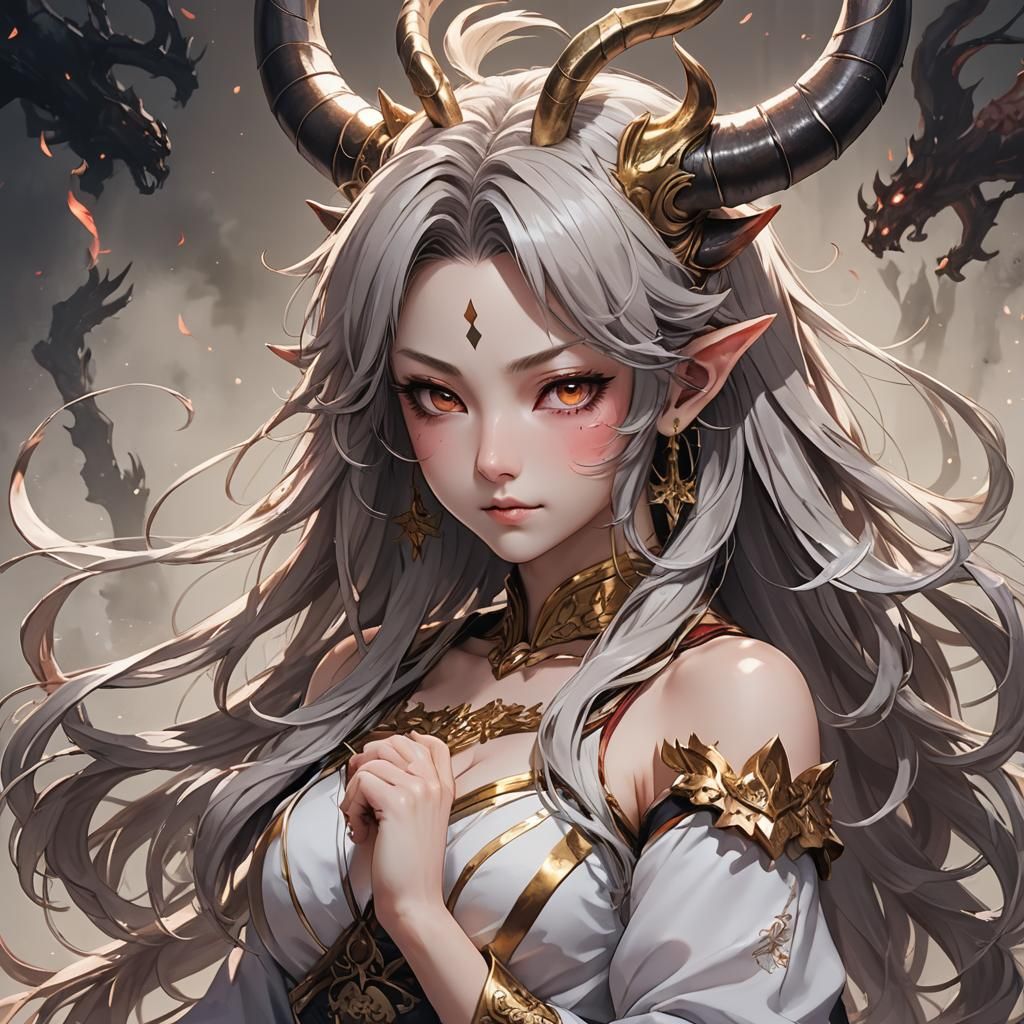 Japanese Demon Goddess with Anime Art Style